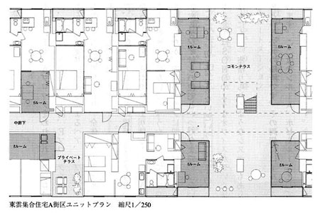 東雲集合住宅A街区ユニットプラン　縮尺1／250