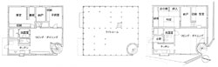 平面図　1階（右） 1.5階（中） 2階（左）