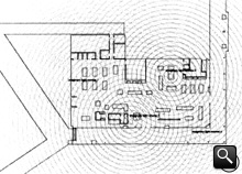 平面。描き込まれている同心円の中心が仮想の光源を設定した位置