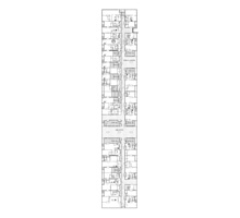 南棟平面　縮尺1/600 コモンテラスをf-ルームが囲む