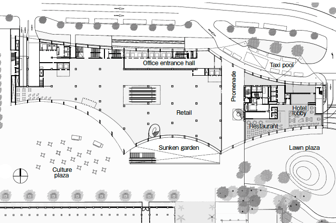 「松山煙草工場跡地文化園区BOT計画」１階平面
