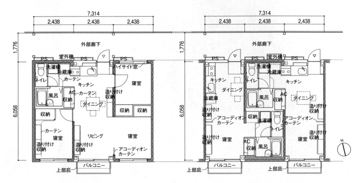 「女川町の仮設住宅」部分平面　縮尺1/200