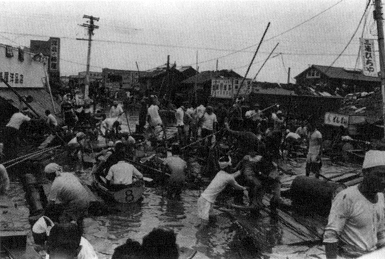伊勢湾台風（1959年）後の被害の様子。