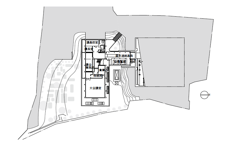 「大多喜町役場」地下１階平面