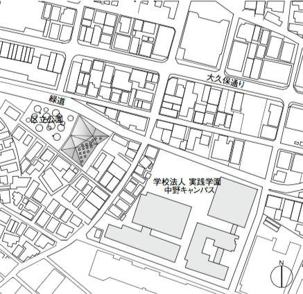 「実践学園中学・高等学校 自由学習館」配置