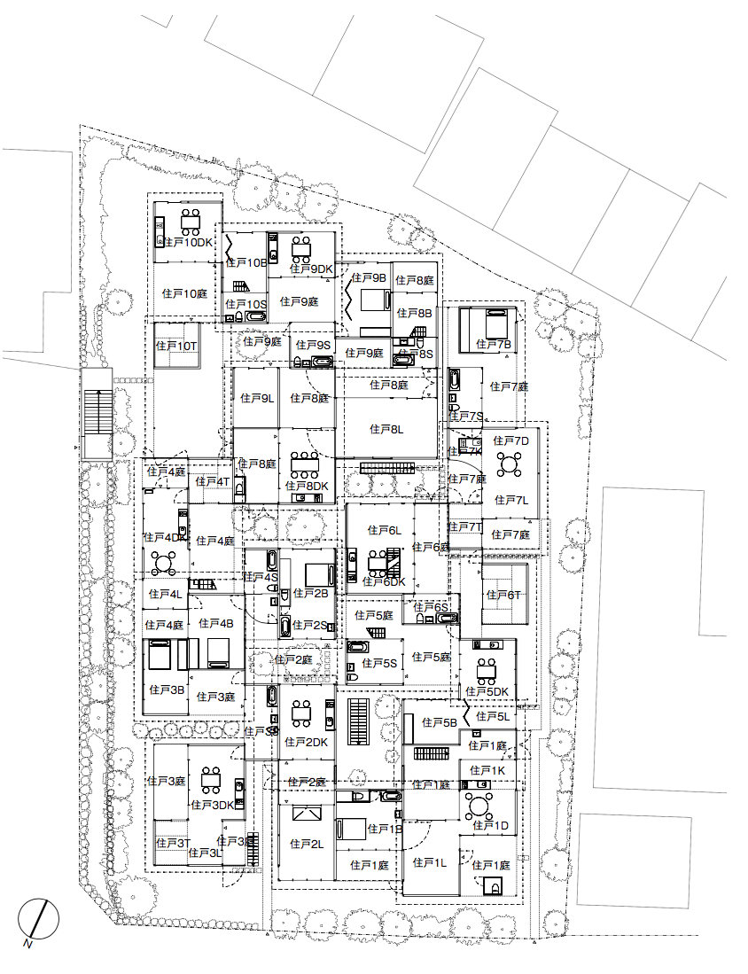 「京都の集合住宅 NISHINOMIYA HOUSE」平面