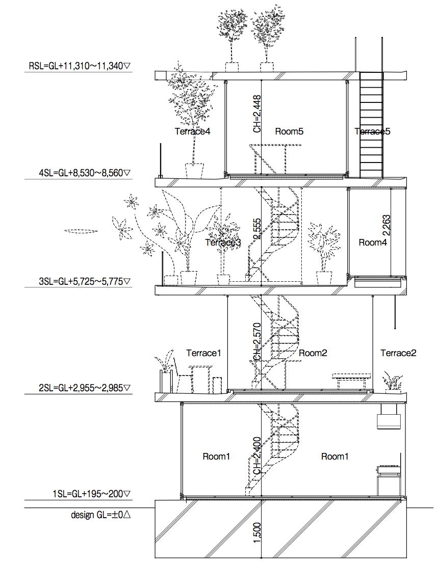 「Garden & House」断面