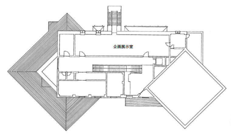 「天竜市立秋野不矩美術館」２階平面