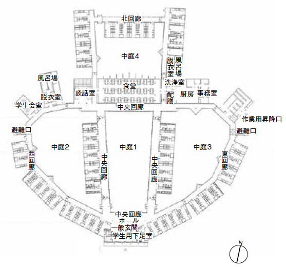 「熊本県立農業大学校学生寮」平面