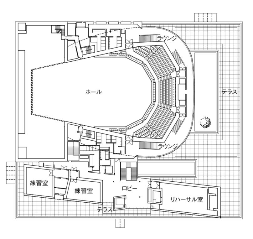 「三原市芸術文化センター」2階平面