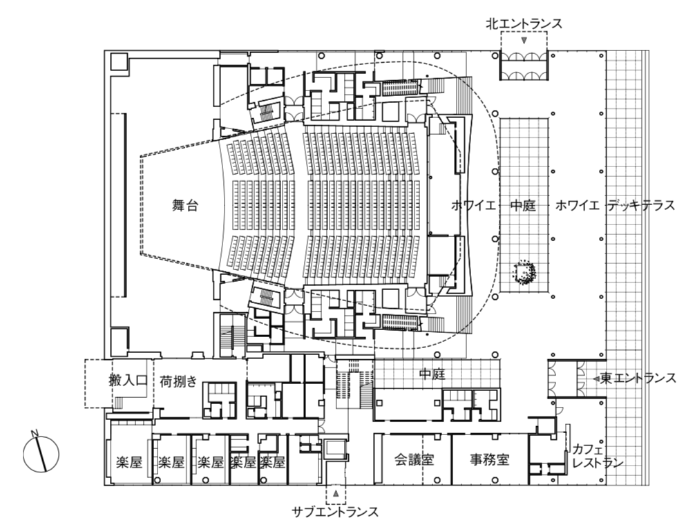 「三原市芸術文化センター」1階平面