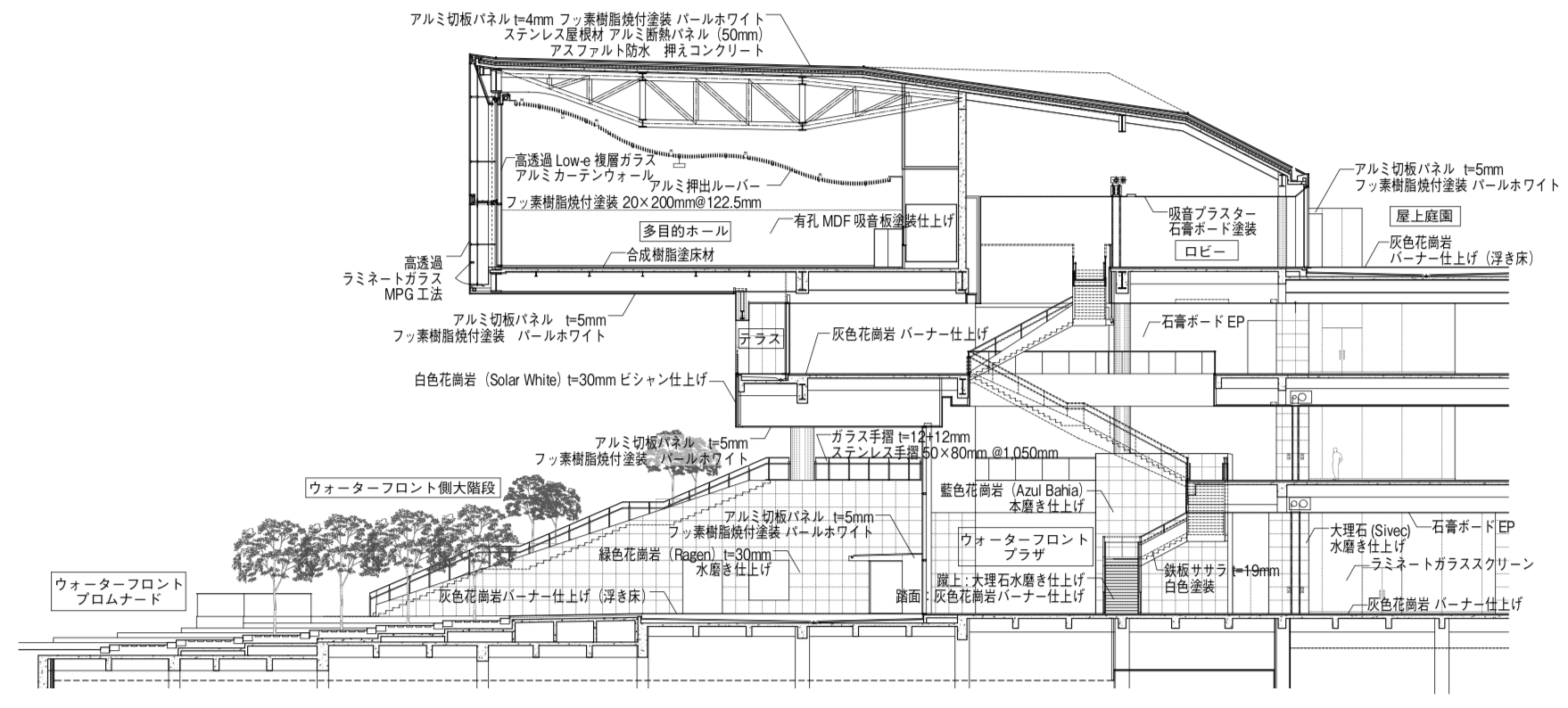 「深圳海上世界文化芸術中心」断面詳細