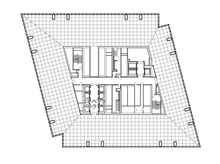 「4WTC」低層部平面（15〜54階）